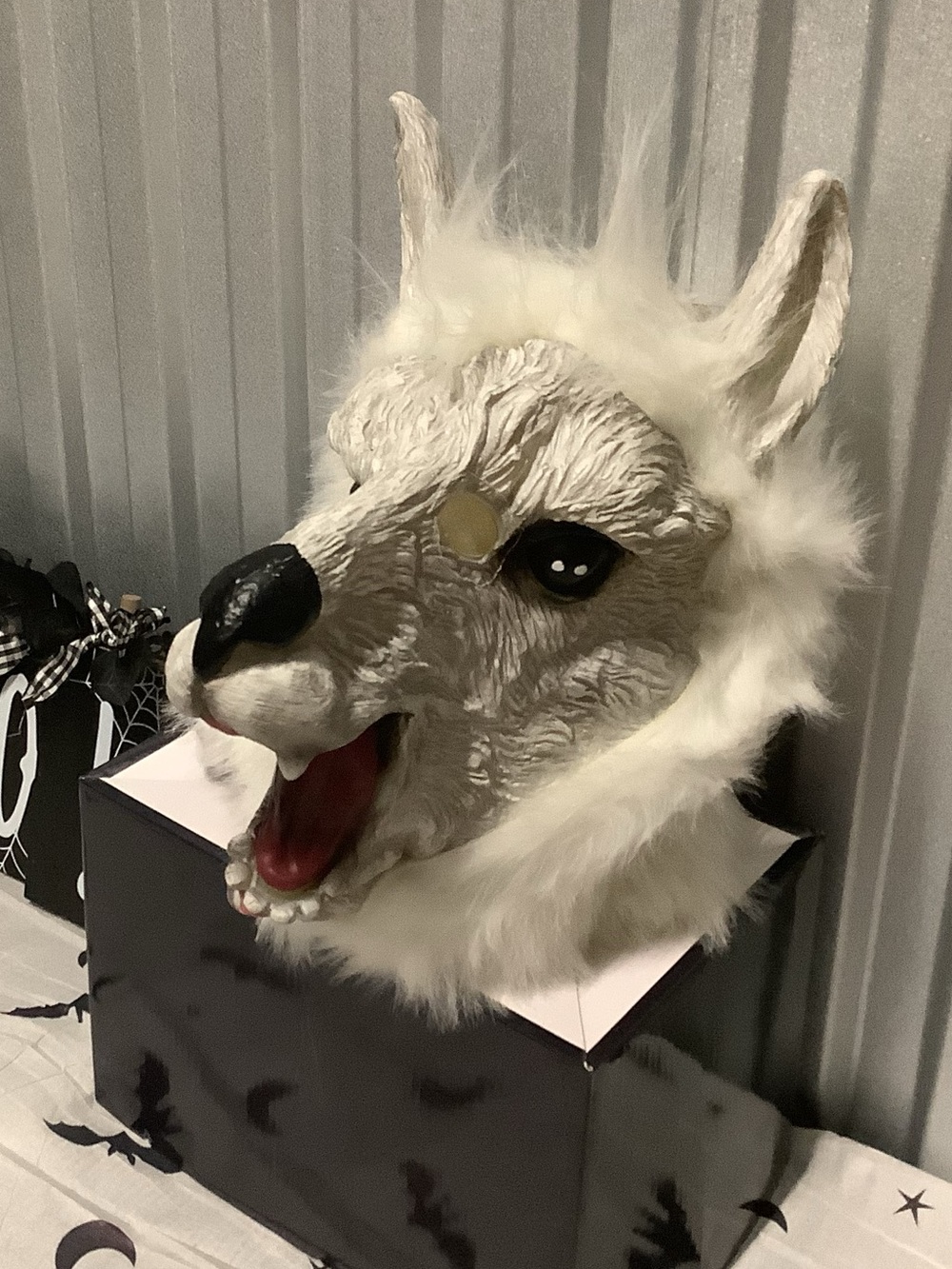 Halloween adult White Faux Fur llama Mask